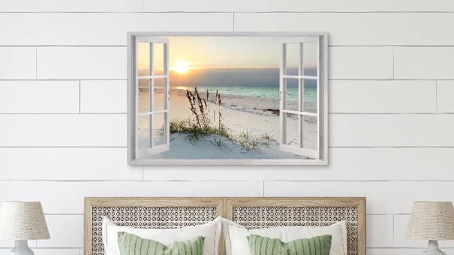 砂浜の絵 (アメリカで購入) Amazon.com: Beach Painting Wall Art Canvas : 24x36 Inch